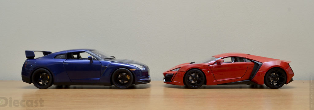 Jada 1:18 Lykan Hypersports vs Nissan GTR